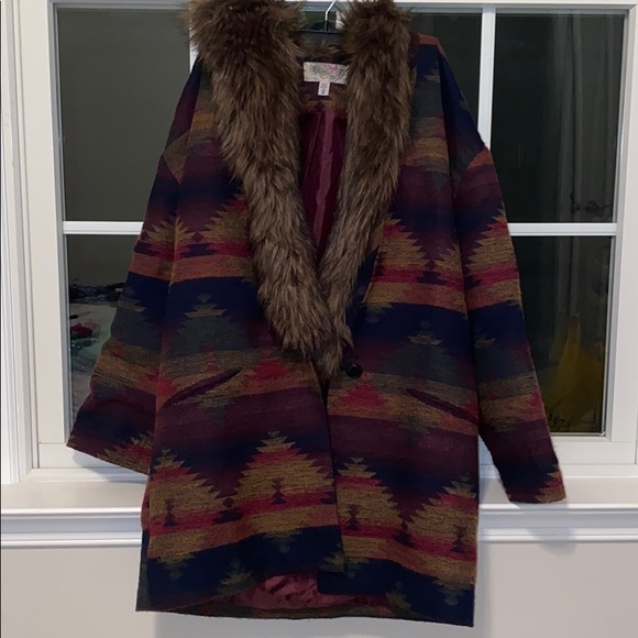 Urban Outfitters Jackets & Blazers - Urban Outfitters Fur Collar Muti- Color Jacket